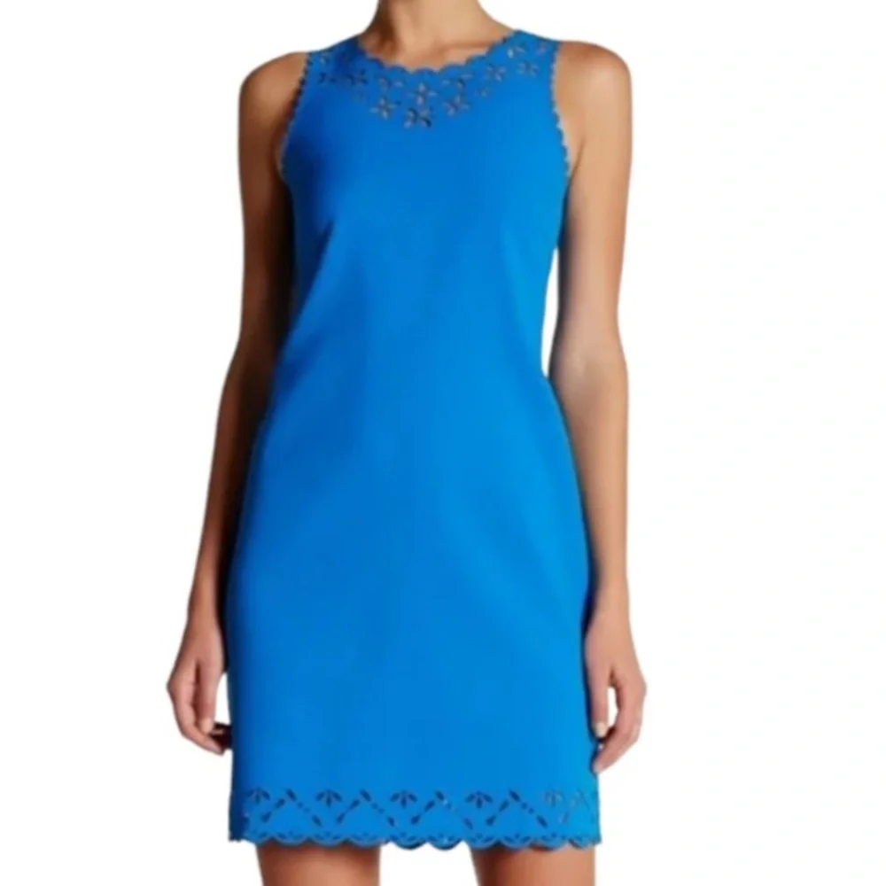 J. Crew vibrant blue laser cutout dress size 2